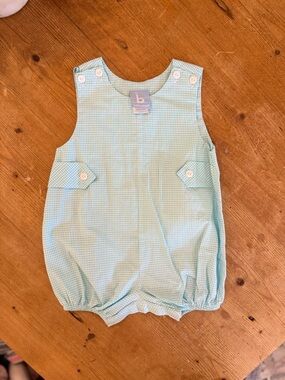 bella bliss Aqua Gingham Bubble Romper